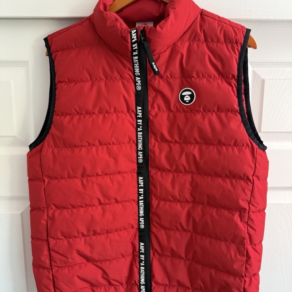 A BATHING APE Down Vest - AAPE Padded - Red - Size Large